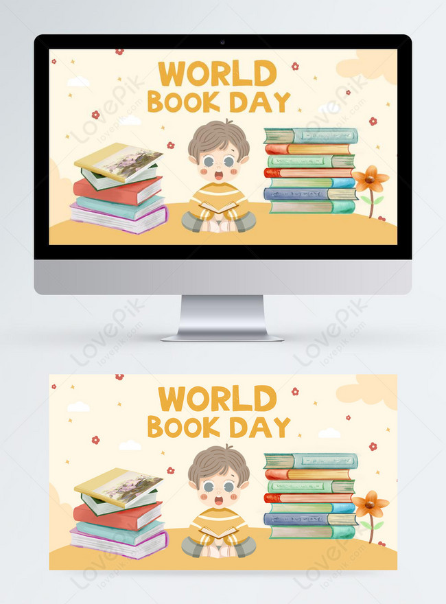 Cartoon concise world reading day poster template image_picture free ...