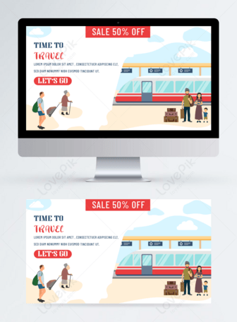 Simple journey landing page UI banner, Simplicity travel travel landing page UI publicity discount banner poster business business vacation vacation flat travel agency world marketing colorful illustration company traveler world template