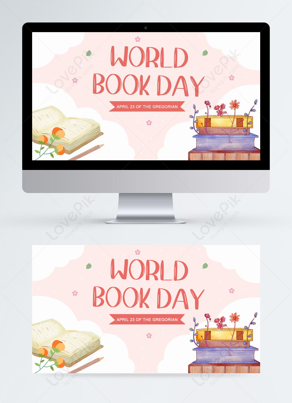 Simple pink red world book day poster template image_picture free ...