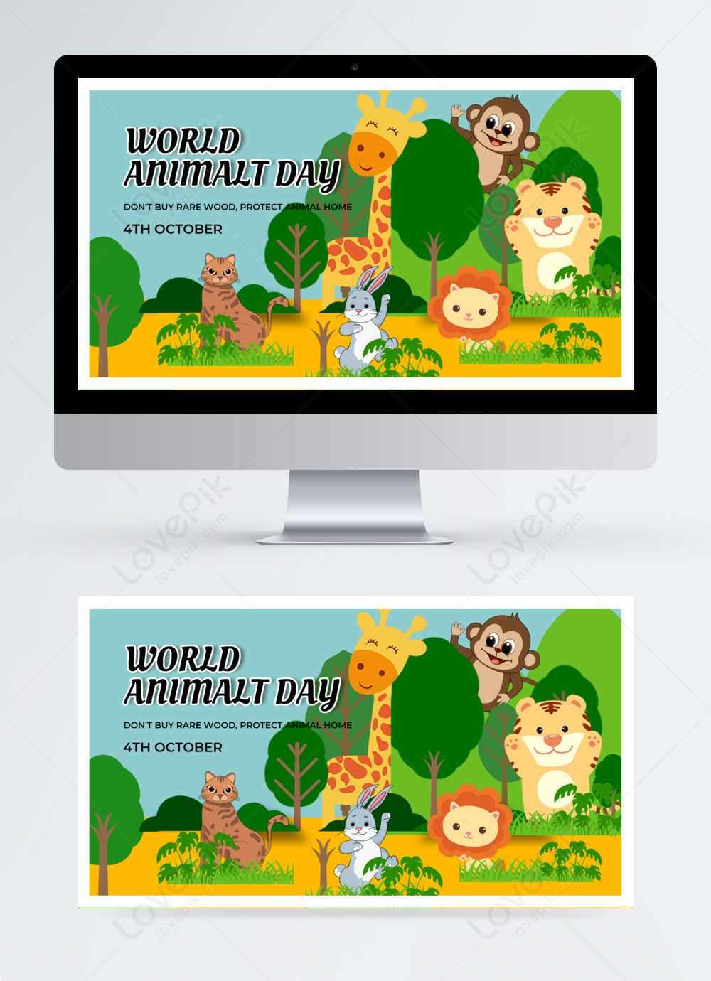 Template Cartoon World Animal Day Banner Forest Untuk Diunduh Gratis -  Lovepik