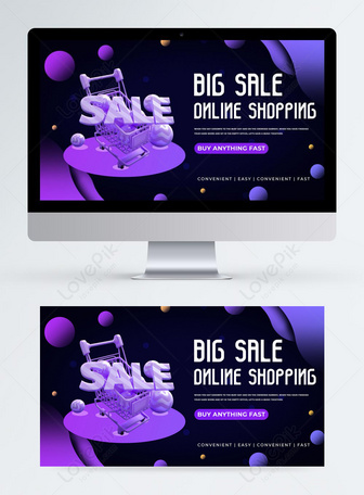 Purple shopping cart online shopping landing page UI Poster, Landing page UI grocery store online shopping shopping cart purple promotion discount template