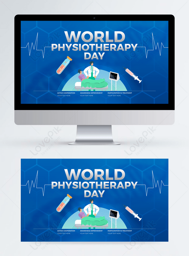 Simple cartoon medical international physiotherapy day web ui banner  template image_picture free download 