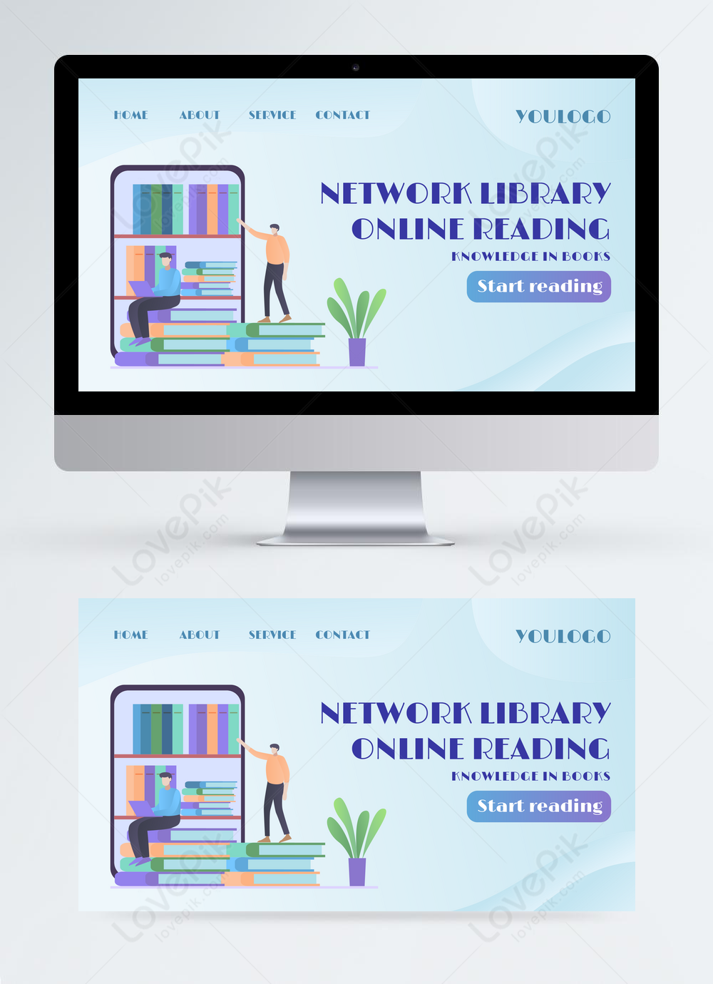 Web Design Library Online Reading Website Login Home Ui Template Image