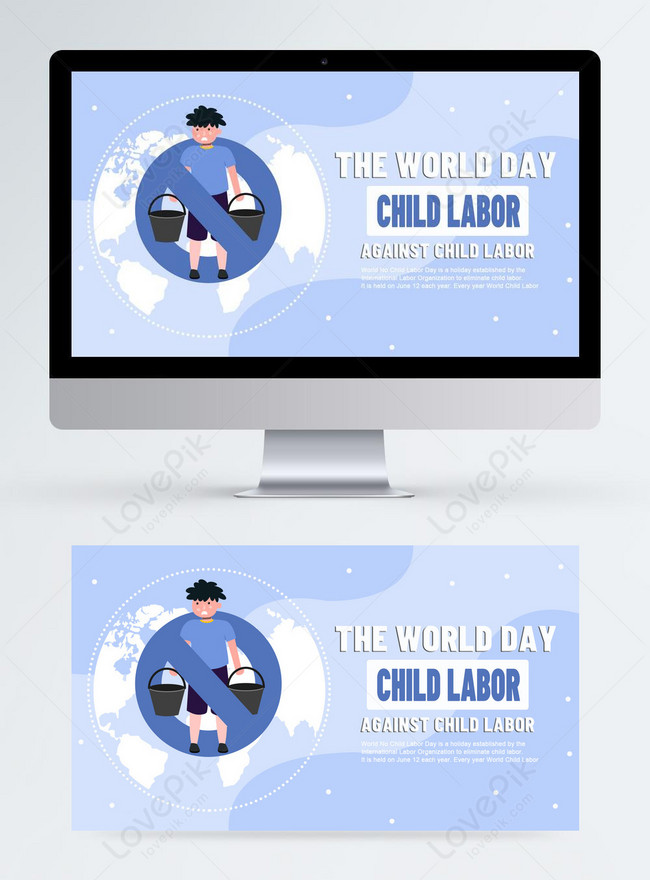 Blue cartoon publicity board of world no child labour day template  image_picture free download 