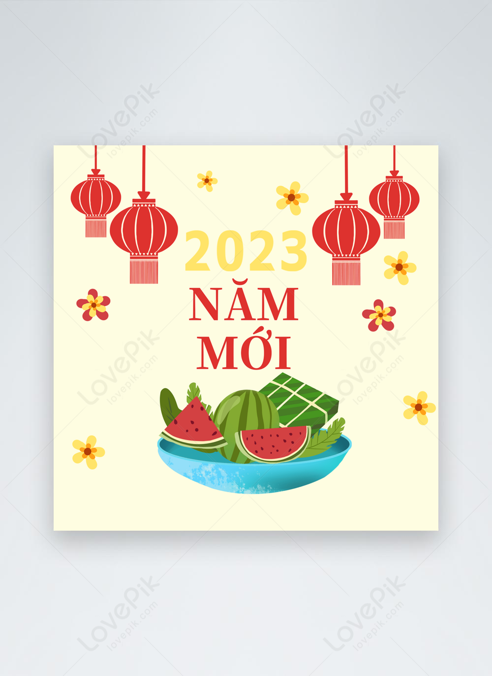 Vietnamese new year wishes traditional social media post design