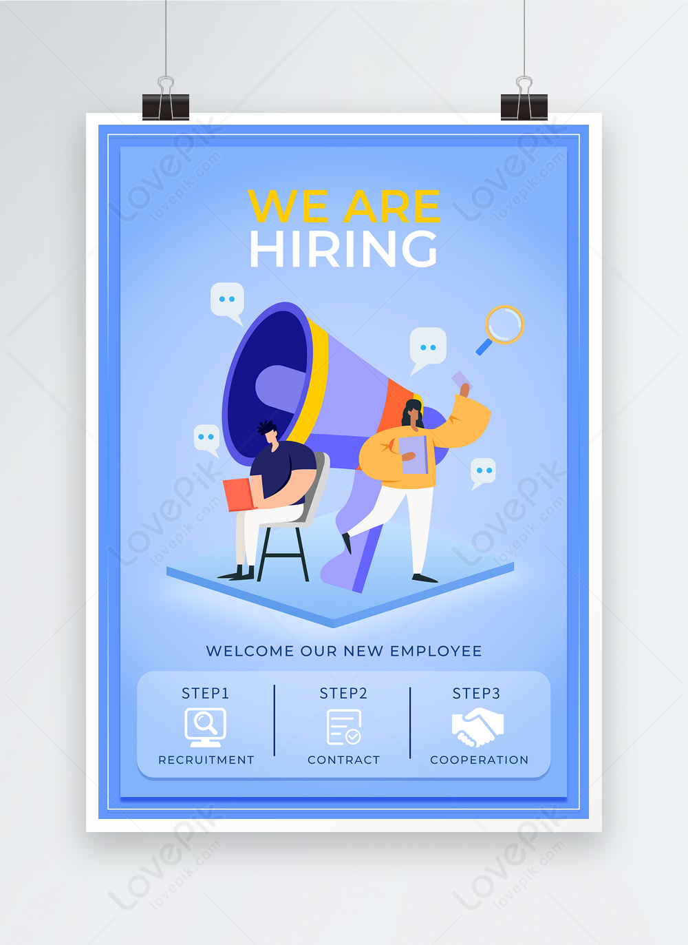 company-team-recruitment-information-promotion-cartoon-poster-template