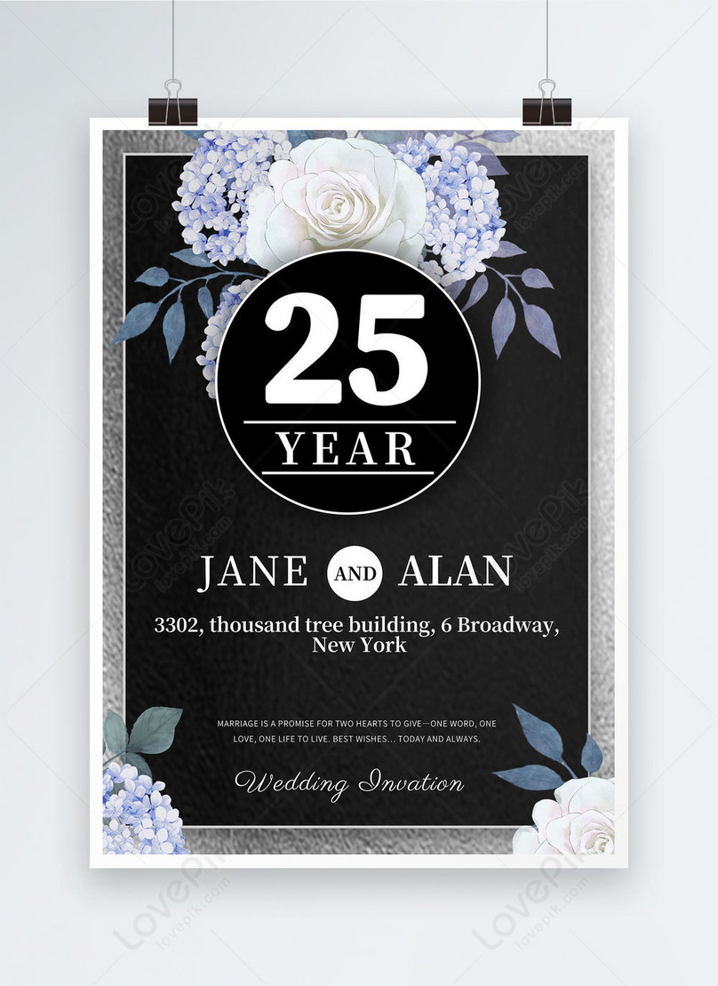 Wedding Anniversary Invitation Creative Purple Floral Poster.