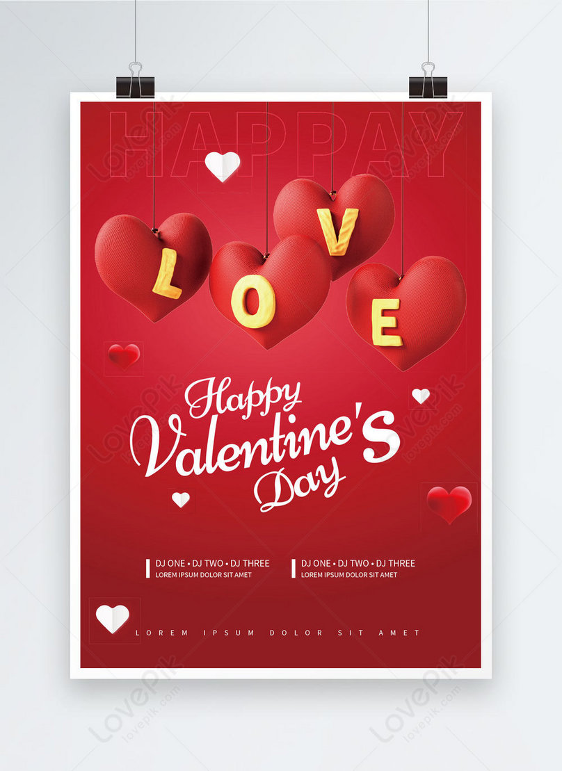 3d valentines day promotional red creative love poster template image ...