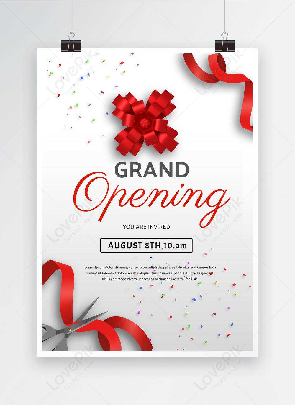 Stylish and simple opening ribbon cutting poster template image_picture ...