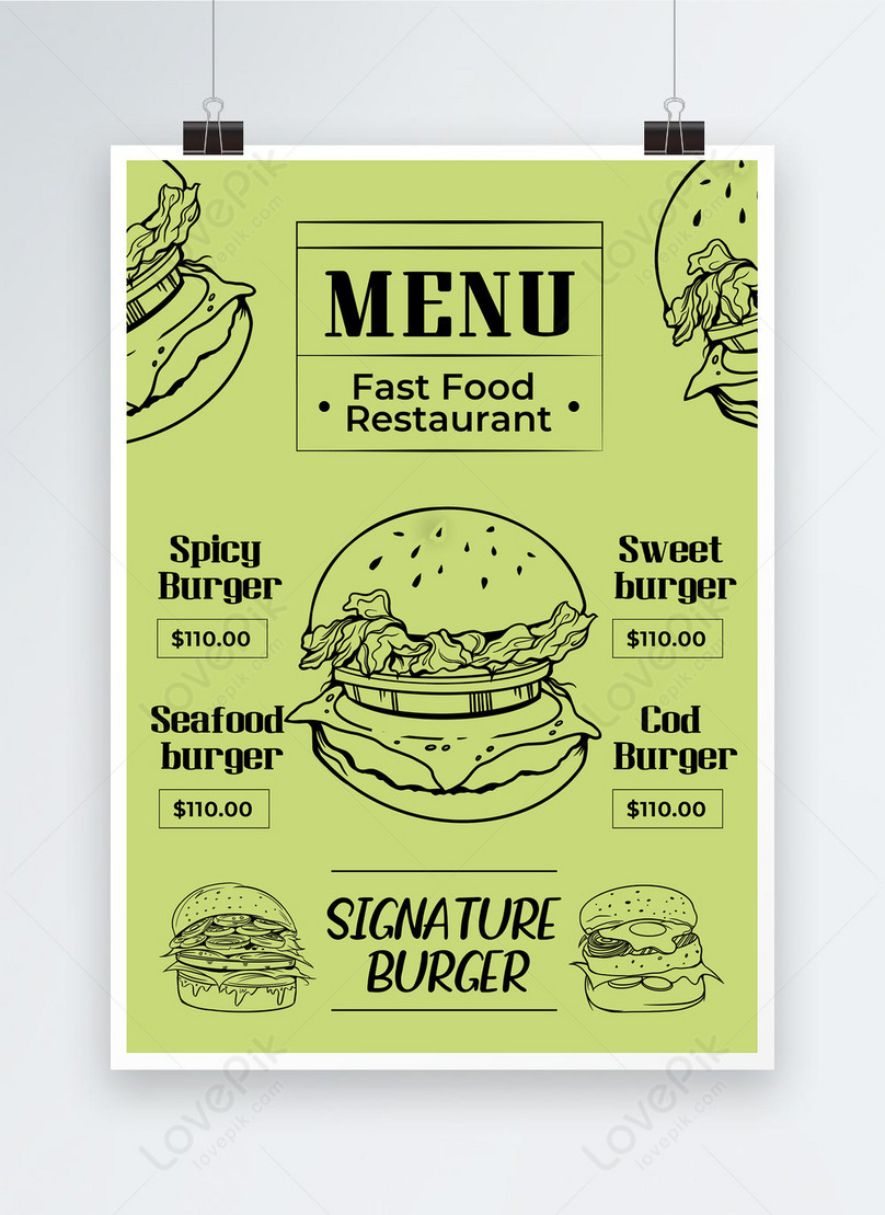 Fast food menu hamburger poster template image_picture free download ...