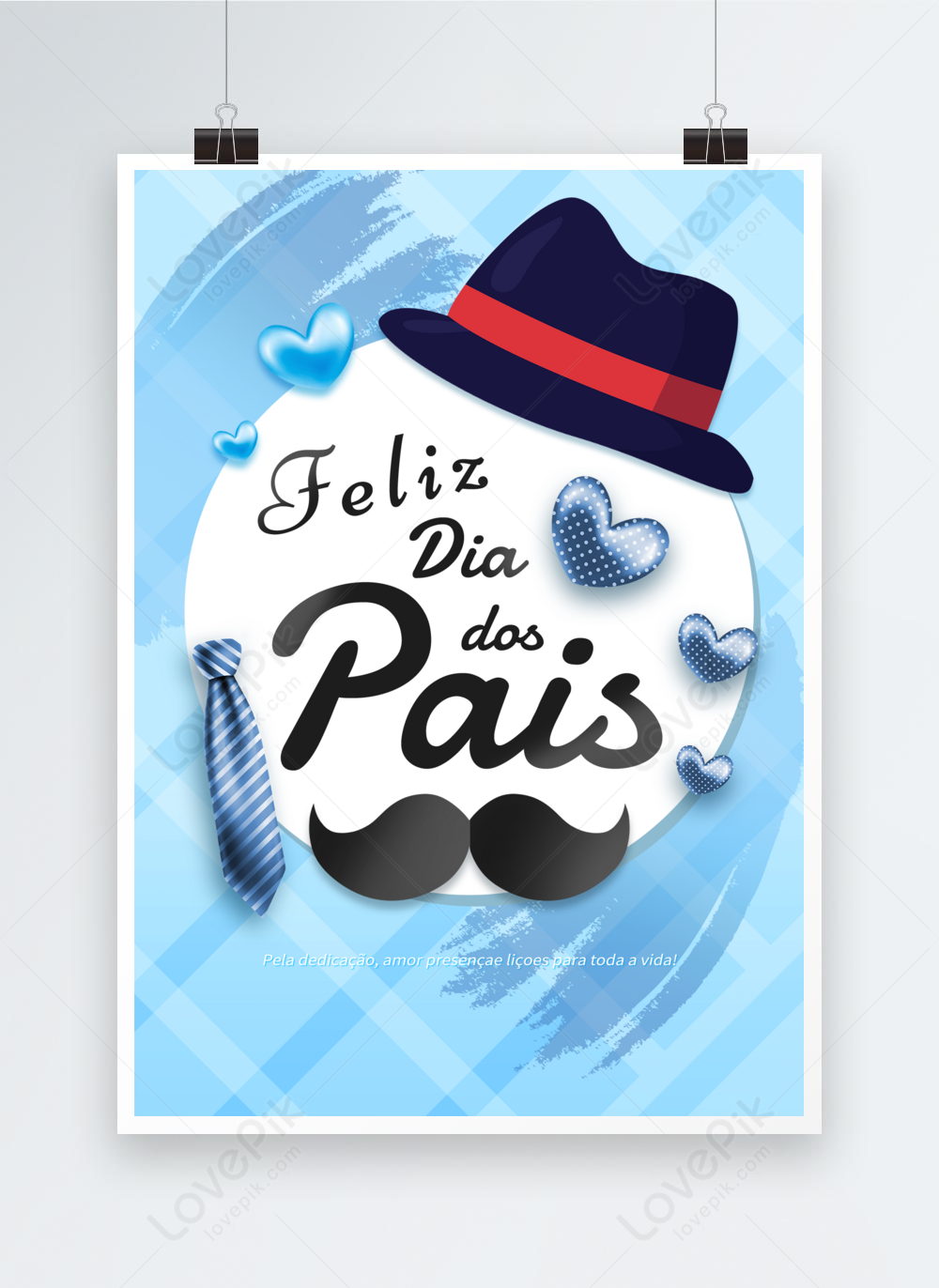 Fathers day top hat blue cartoon greeting card template image_picture ...