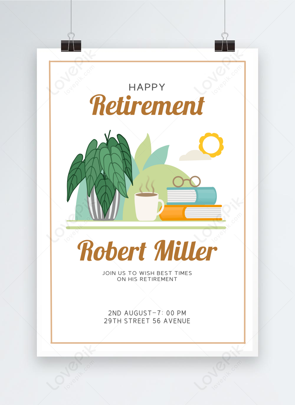 Happy retirement party poster simple style template template image ...