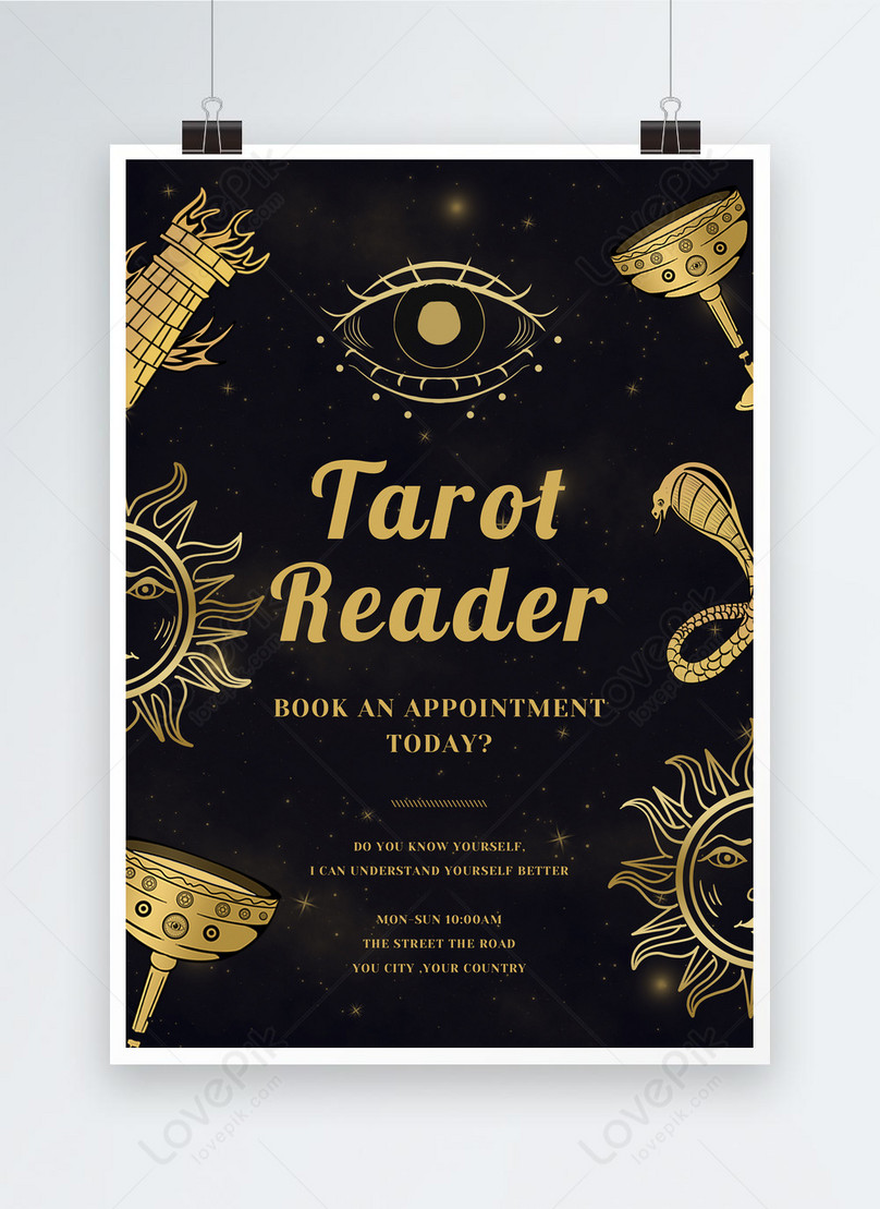 Tarot reading black classic poster template image_picture free download