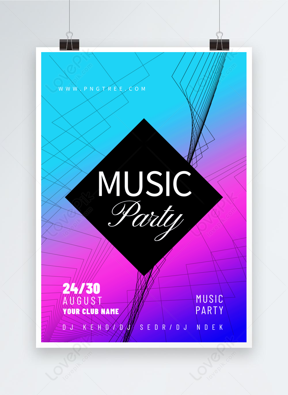 Music party line color poster template image_picture free download ...