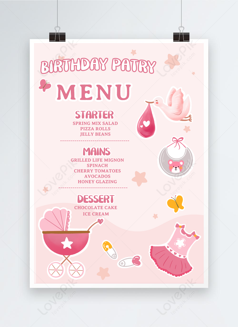 Carte de menu anniversaire ado fille. Réf. 92 - Cartes de menu à thèmes/Anniversaire  Fille - Dianne'Style