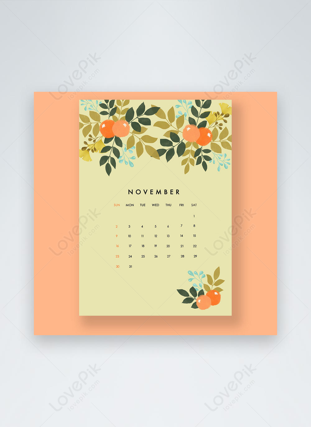 2024 calendar month orange blossom template template image_picture free