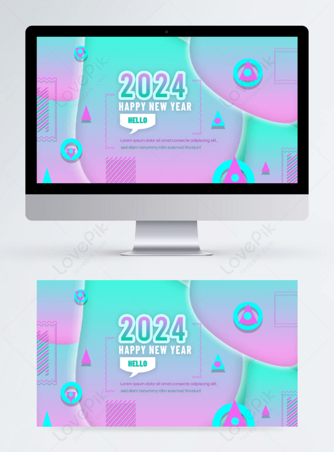 Colorful gradient geometric 2024 new year holiday party web banner ...