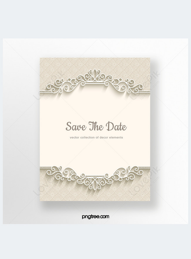 Beige beautifully embossed solid frame wedding invitation template ...