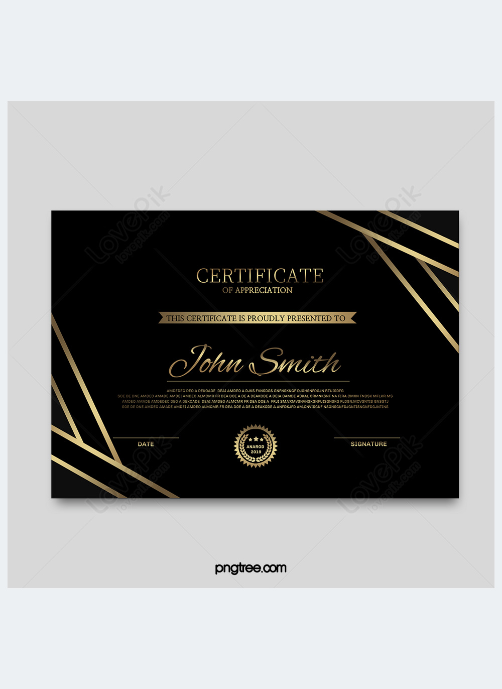 Black gold certificate template template image_picture free download ...