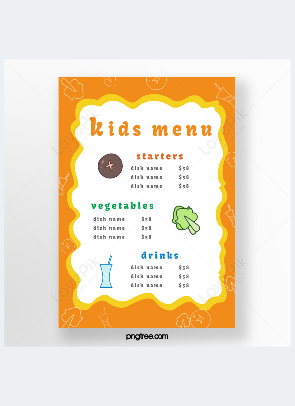 Cartoon Childrens Set Menu Template Image Picture Free Download 