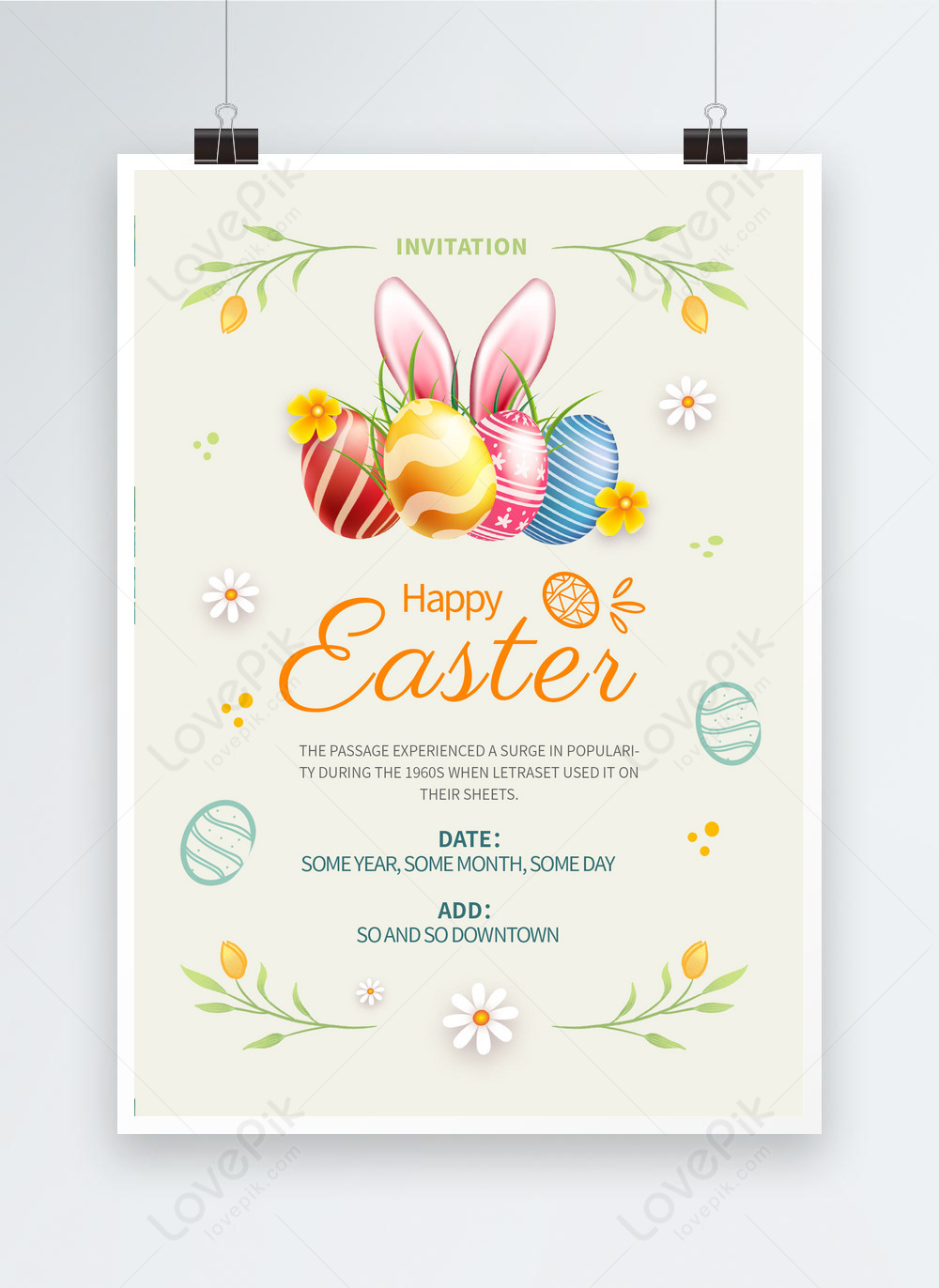 Easter simple creative egg invitation poster template image_picture ...