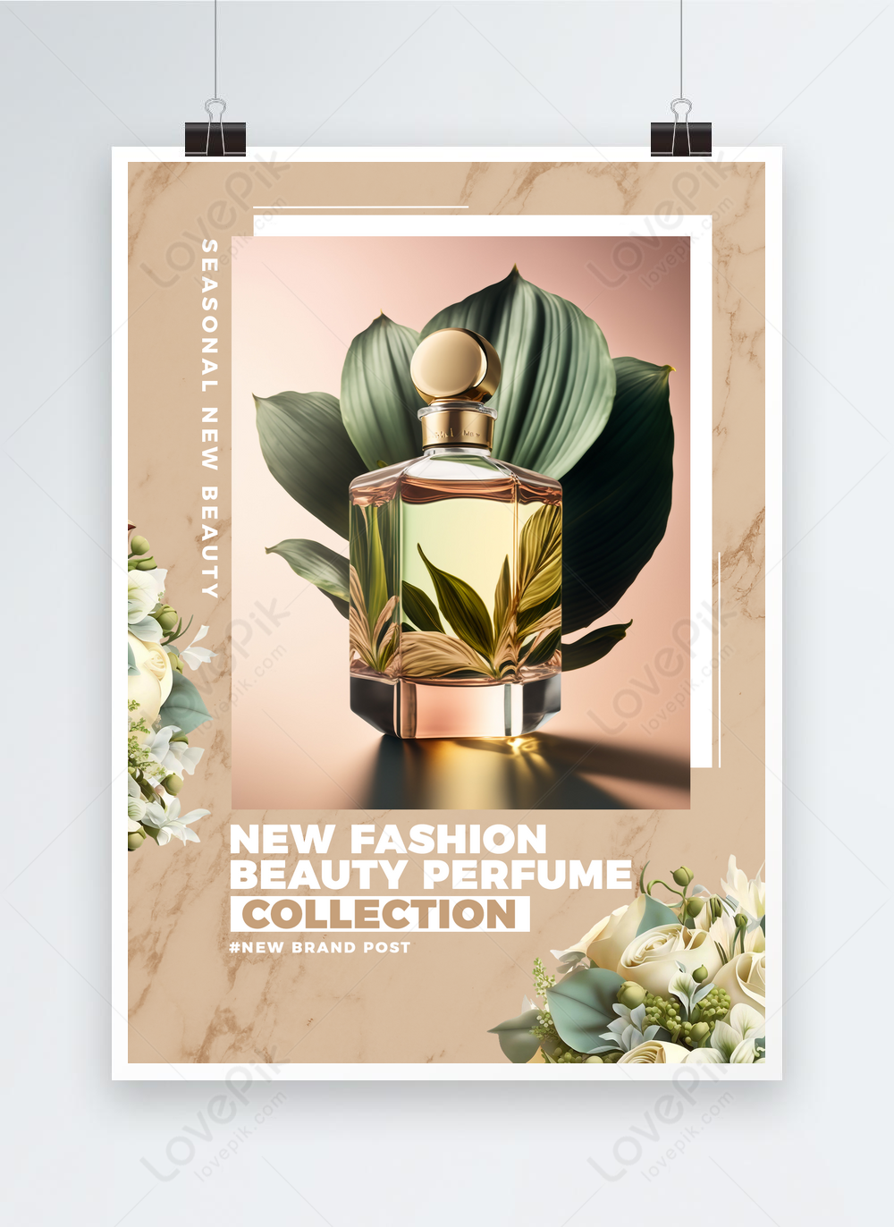 Floral plant perfume fragrance fashion simple promotional poster ...