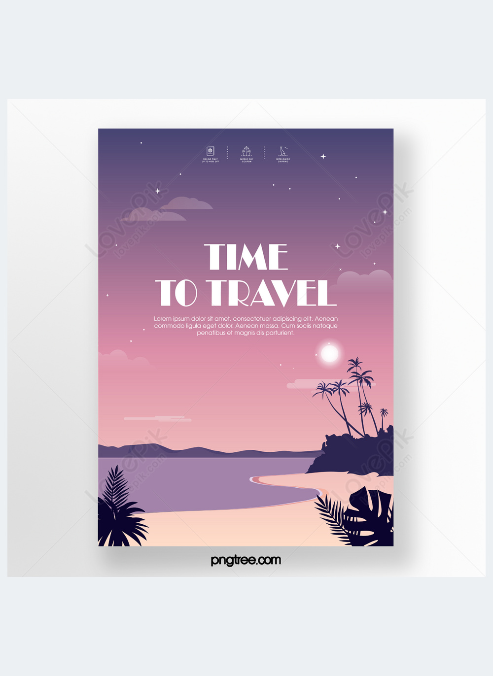 fresh-illustration-simple-travel-scenery-flyer-coconut-tree-beach