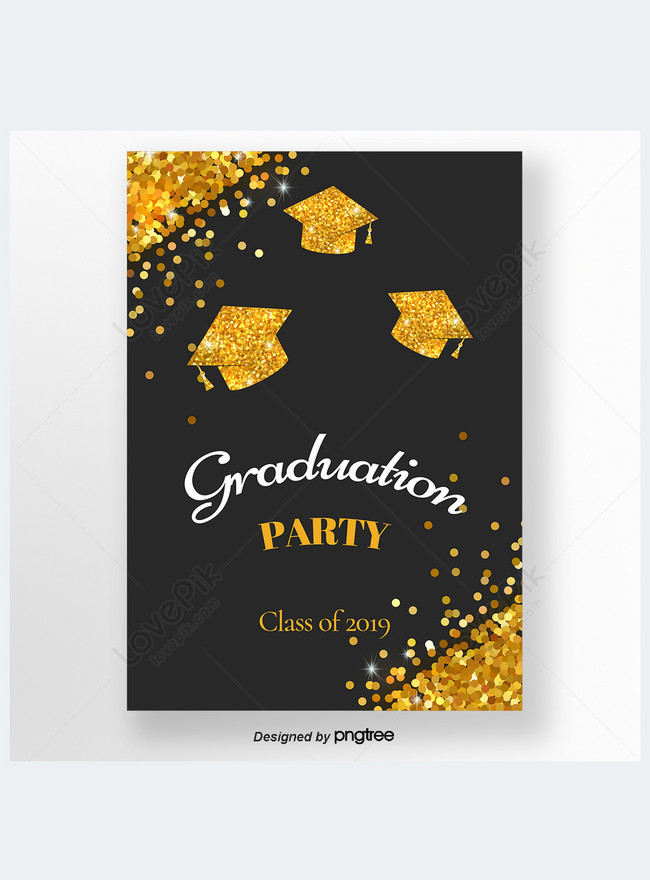 Invito Alla Festa Di Laurea 2019 Con Cappello Da Laurea Golden Sparkle PSD  Immagine Gratis, Modelli download su Lovepik