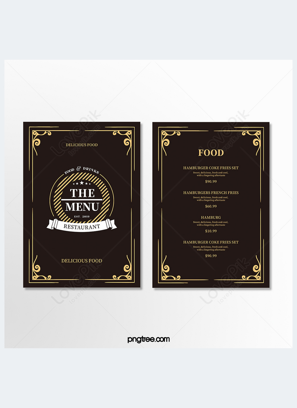 Luxurious golden western food menu template image_picture free download ...