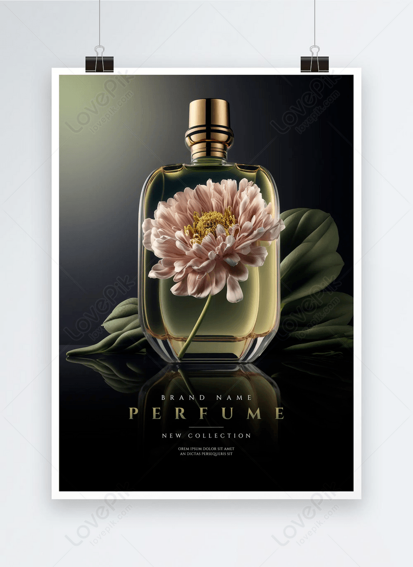 Flowers, plants, leaves, perfume, fragrance promotional posters ...