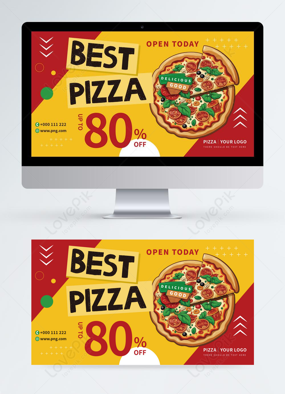 Template Spanduk Kreatif Kartun Promosi Restoran Pizza Untuk Diunduh ...