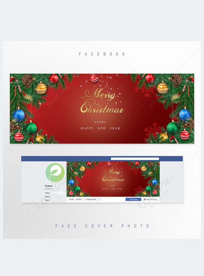 Red background christmas facebook cover template image_picture free ...