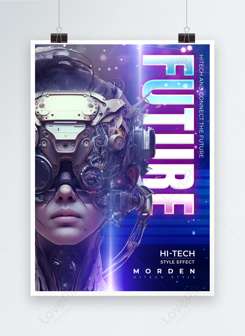 Robot cyberpunk high-tech artificial intelligence poster template image ...