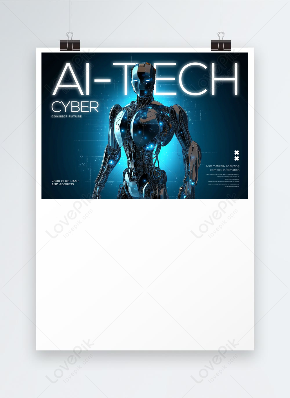 Robot high-tech artificial intelligence network data promotional poster ...