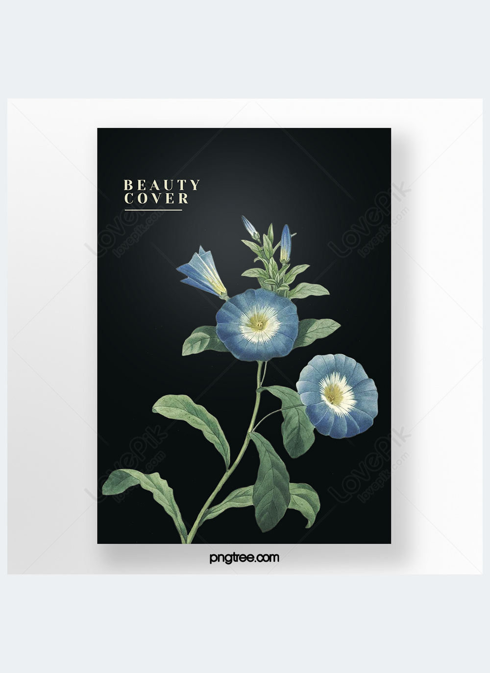 Portada Negra De Belleza Simple Morning Glory | Descarga Plantilla de ...