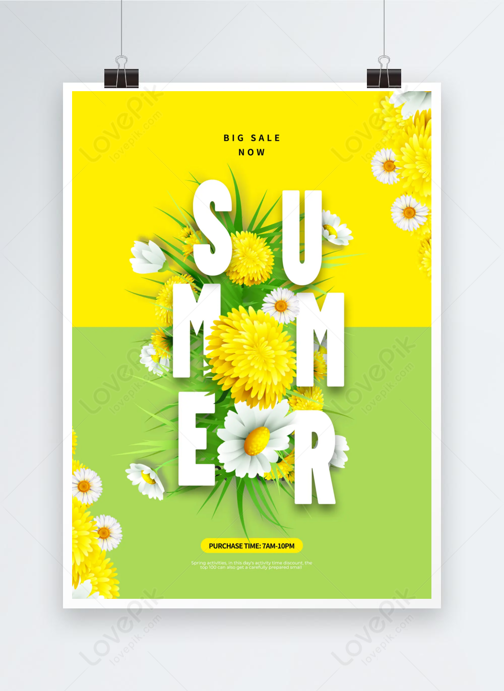 Summer flowers and green plants promotional poster template template ...