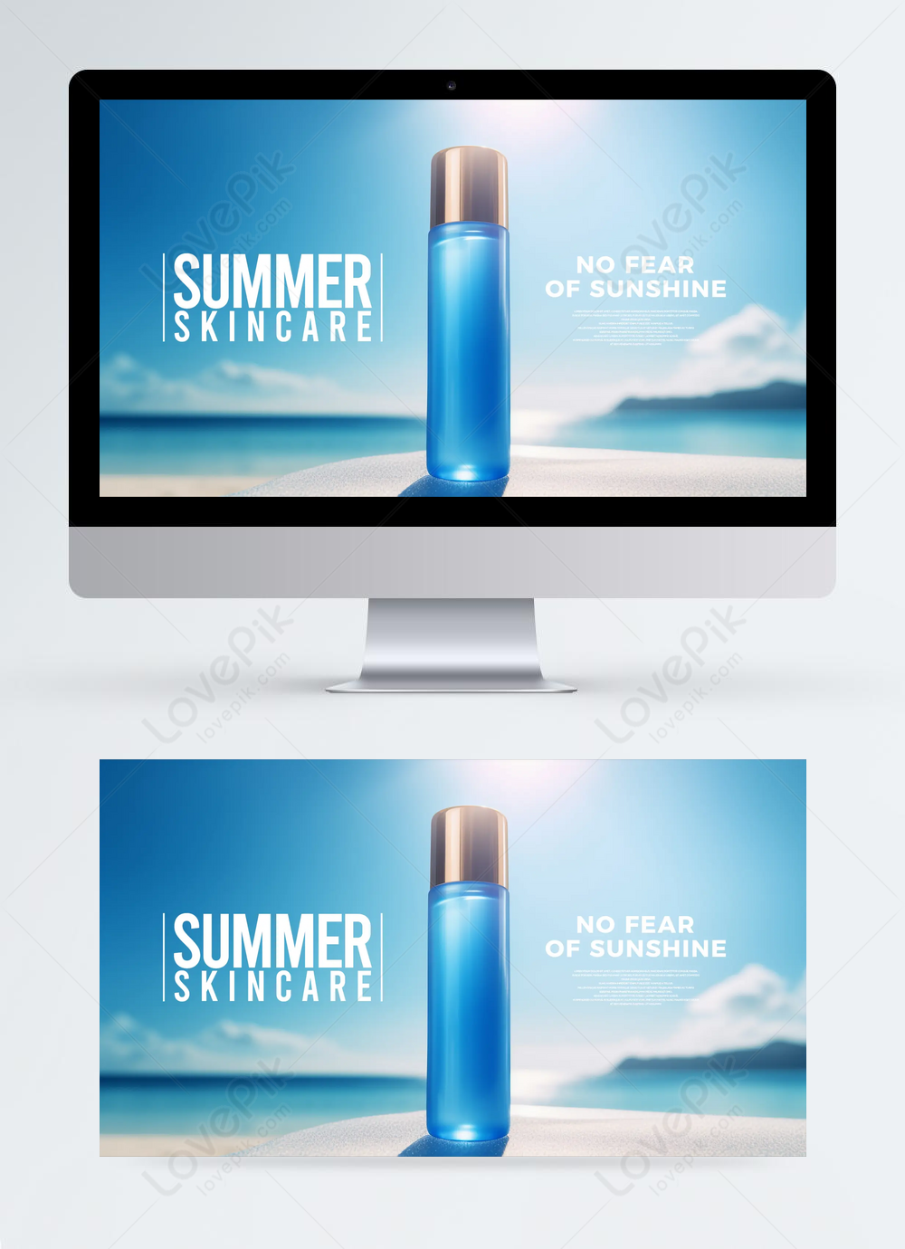 Summer sun sea sunscreen cosmetics web banner template image_picture ...