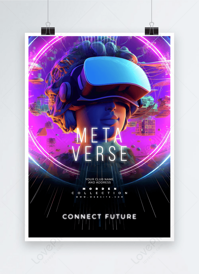 Virtual reality vr metaverse high-tech promotional poster template ...