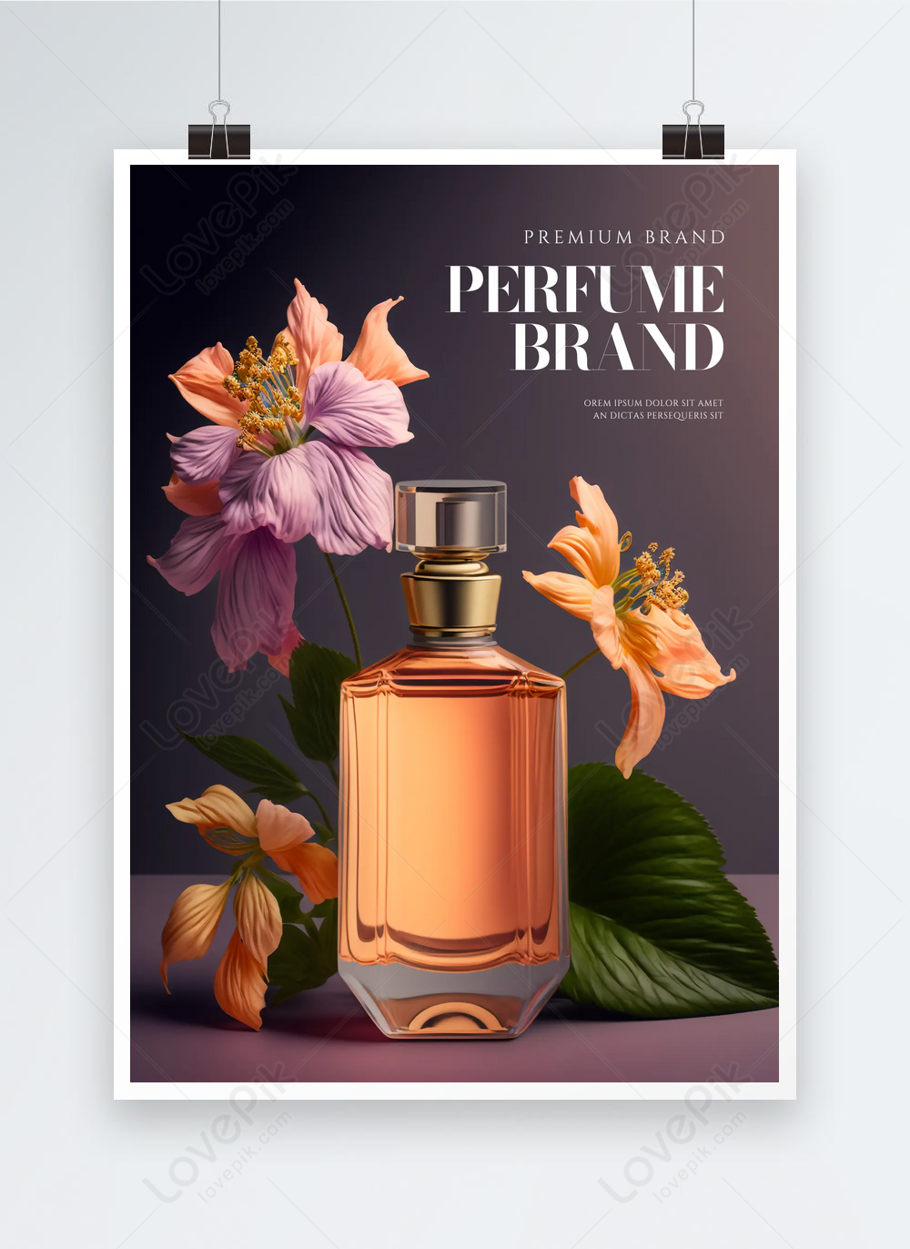 Womens perfume plant leaves flower fashion poster template image ...