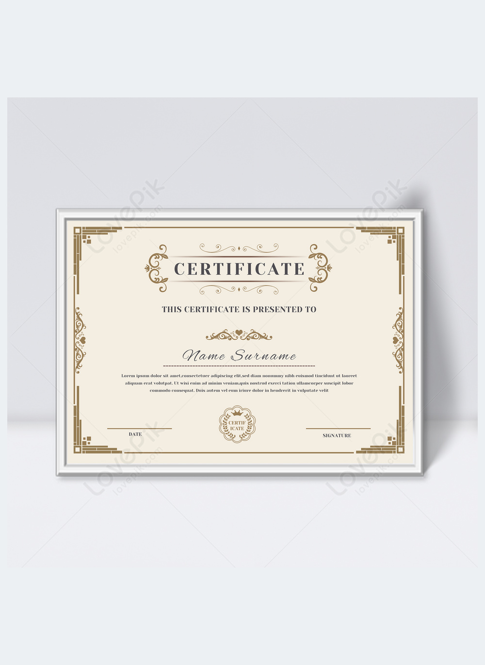 Retro elegant pattern certificate template template image_picture free ...