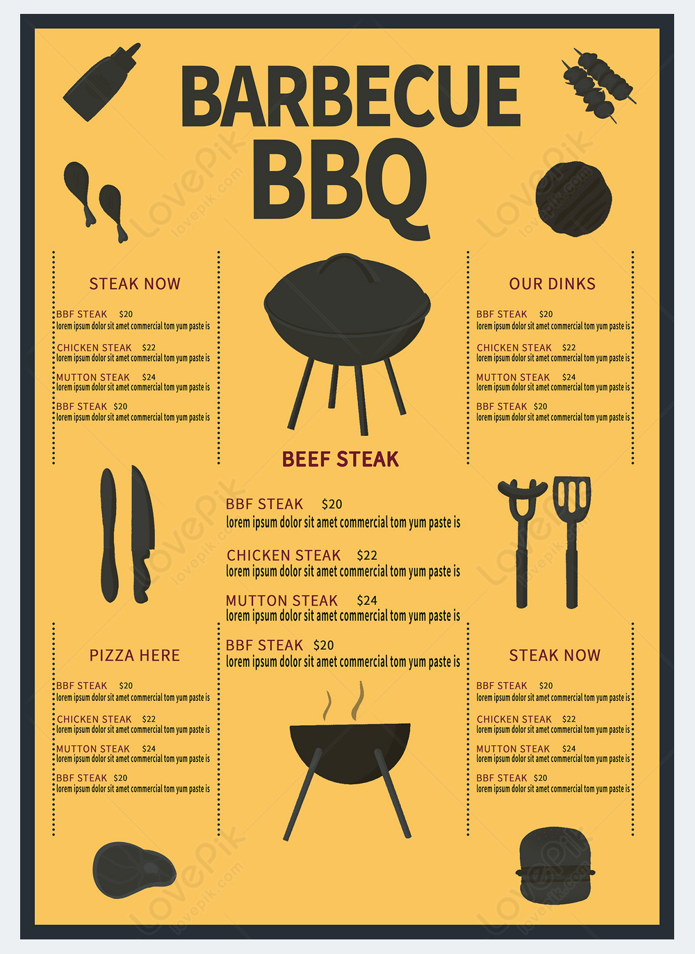 Bbq barbecue delicious menu template template image_picture free ...