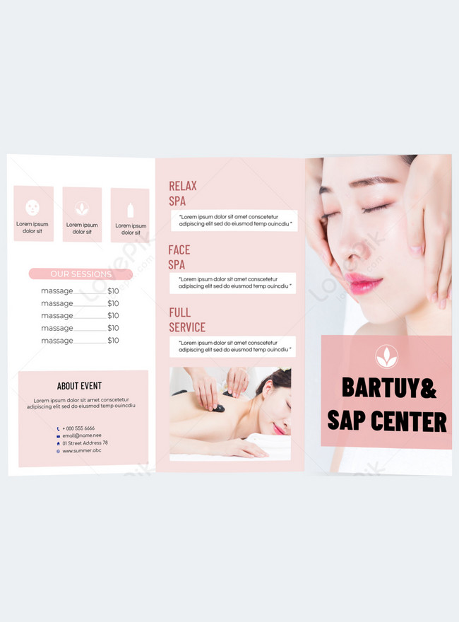 Beauty salon modern business style pink tri-fold template template ...