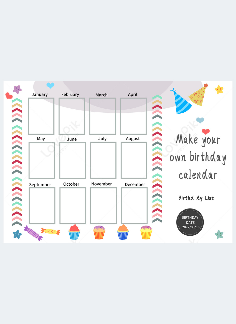 Birthday calendar celebration template template image_picture free ...