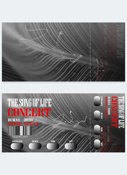 Black and gray concert ticket template, concert, Song, Admission ticket template
