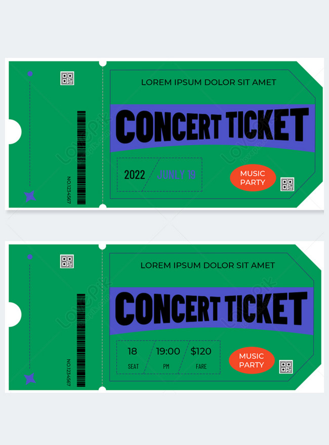 Concert modern style green ticket template template image_picture free ...