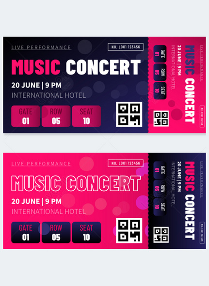 Concert Music Festival Commercial Red Ticket, Tickets, Admission ticket, concert template