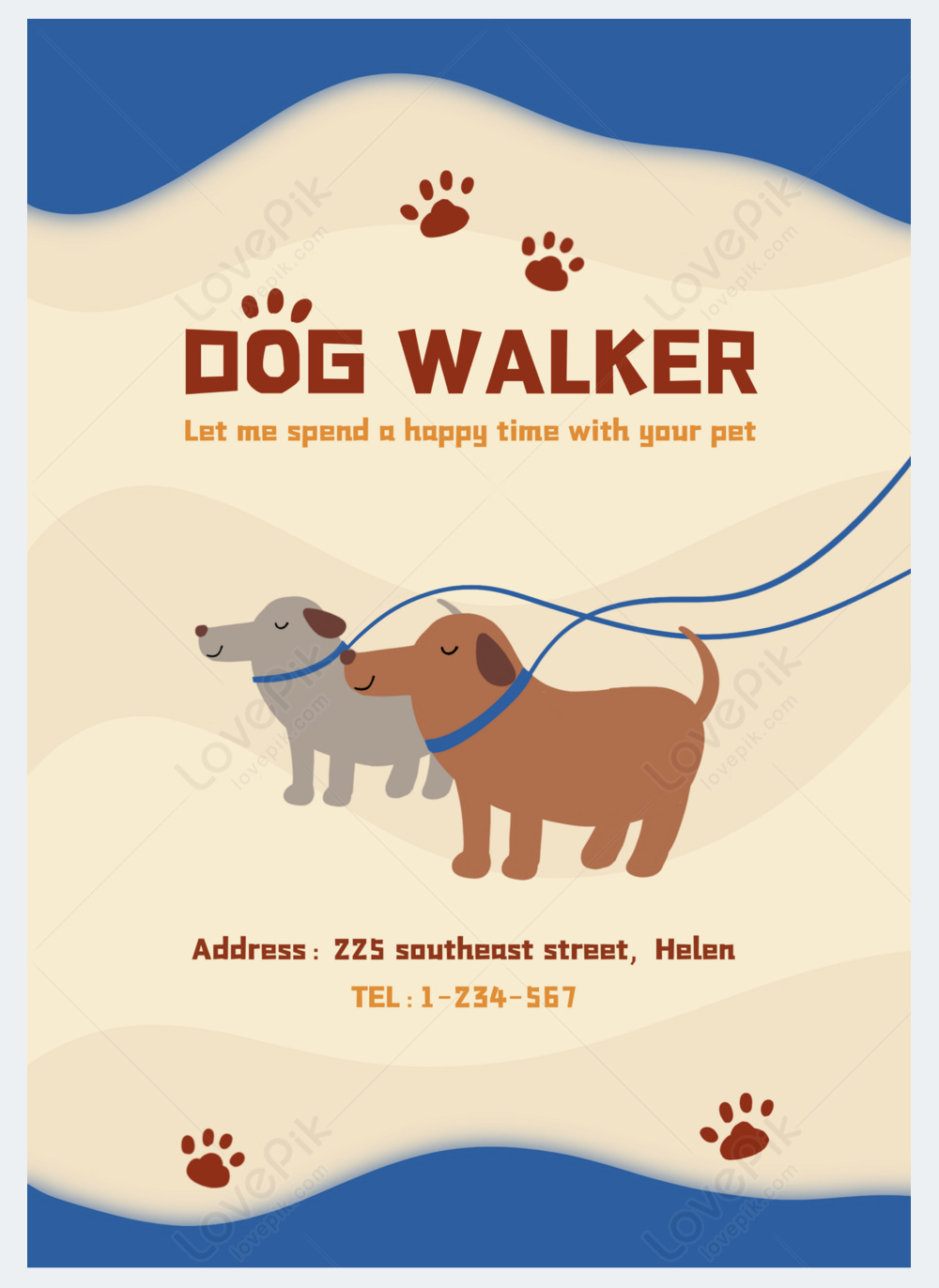 Dog Walker Flyer Cute Puppy Template Template Image_picture Free ...