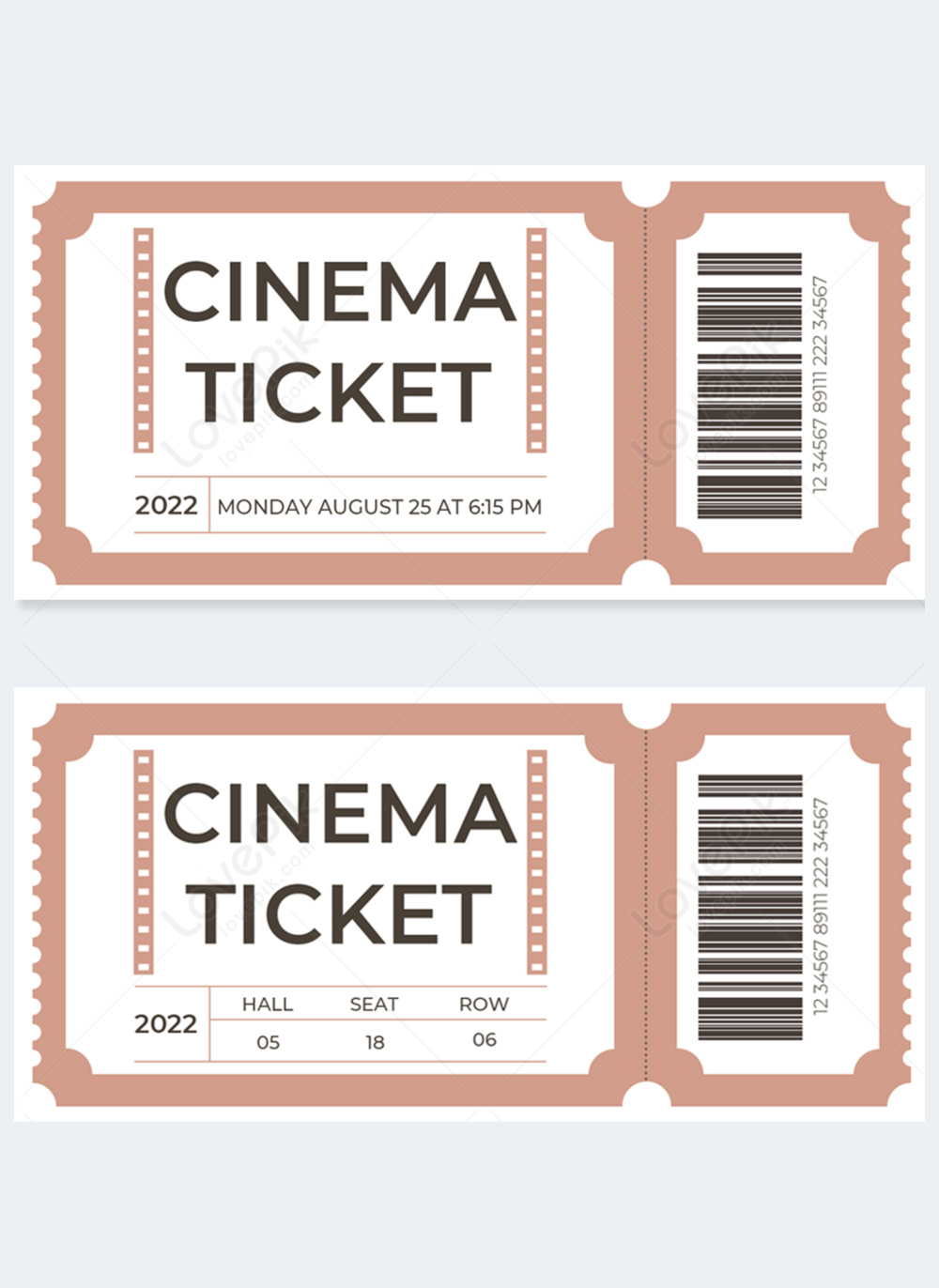 Movie modern commercial style admission ticket template template image ...