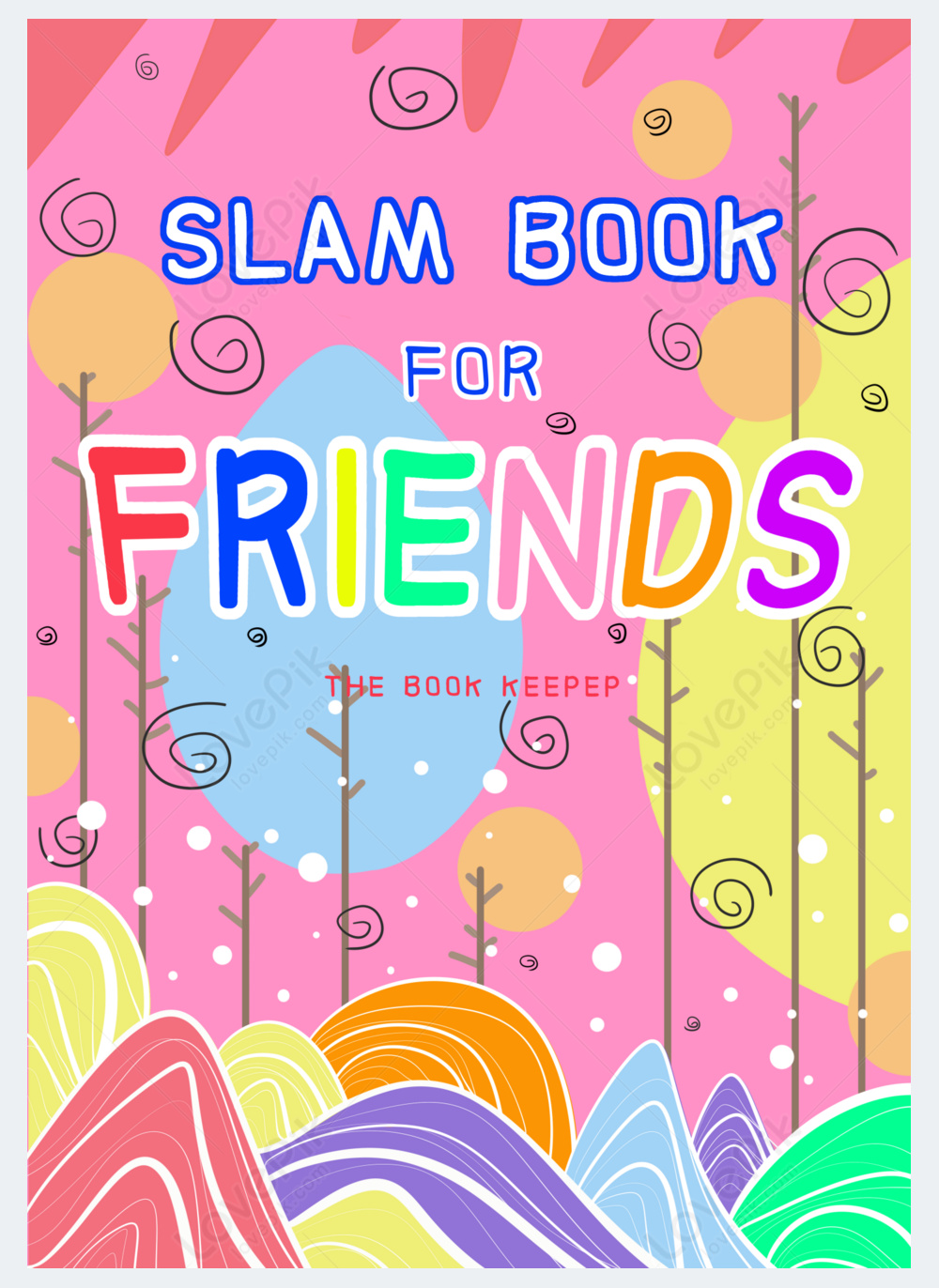 Friends slam cartoon book cover template image_picture free download ...