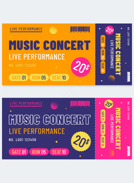 Geometric circle concert color tickets, Tickets, Admission ticket, concert template